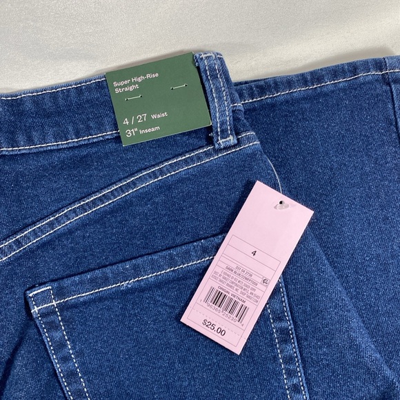 Wild Fable super high rise straight dark blue denim casual weekend streetwear 4 - Picture 6 of 8